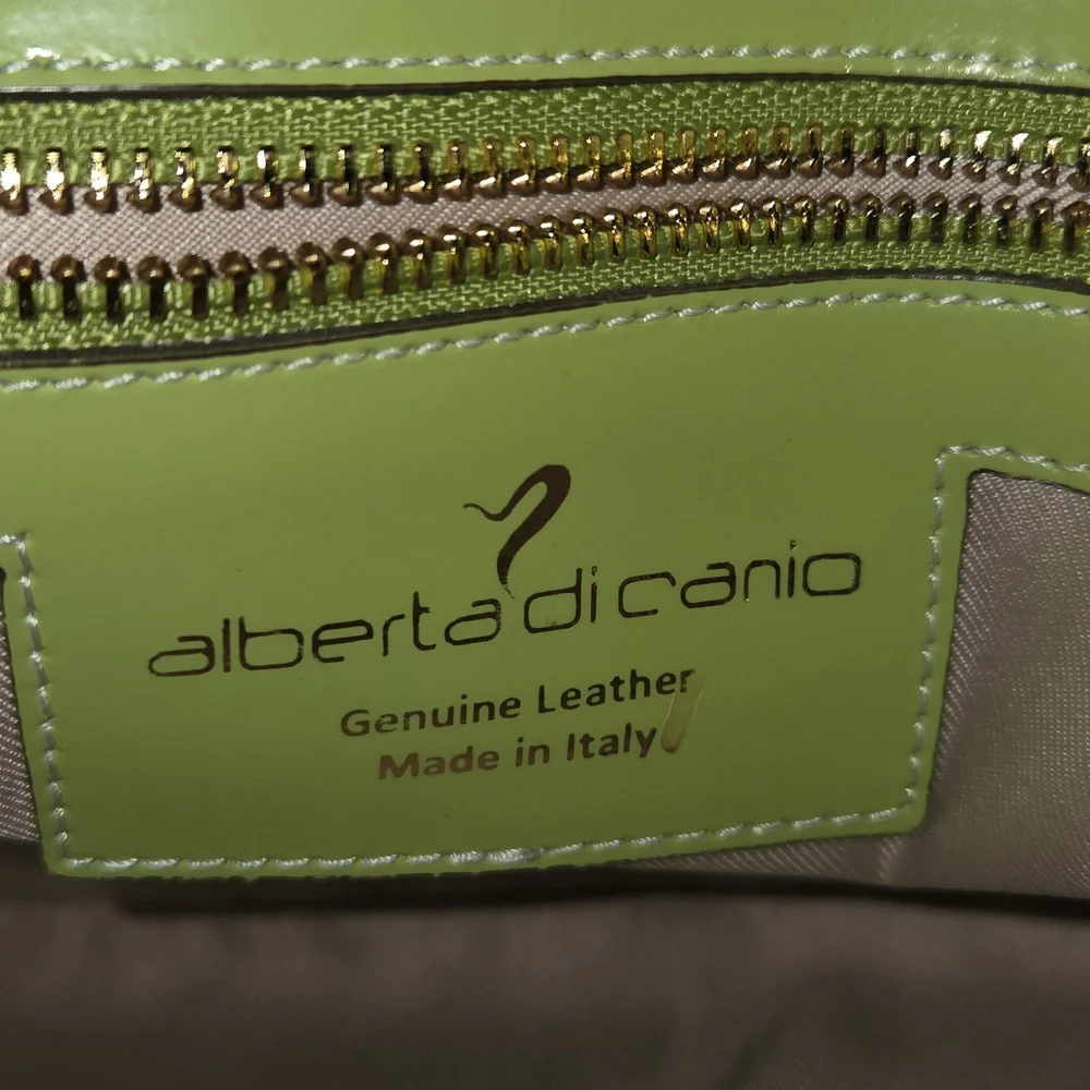 ALBERTA di Canio Genuine Leather Dome Bright Green Handbag With Dust Bag - Picture 2 of 14